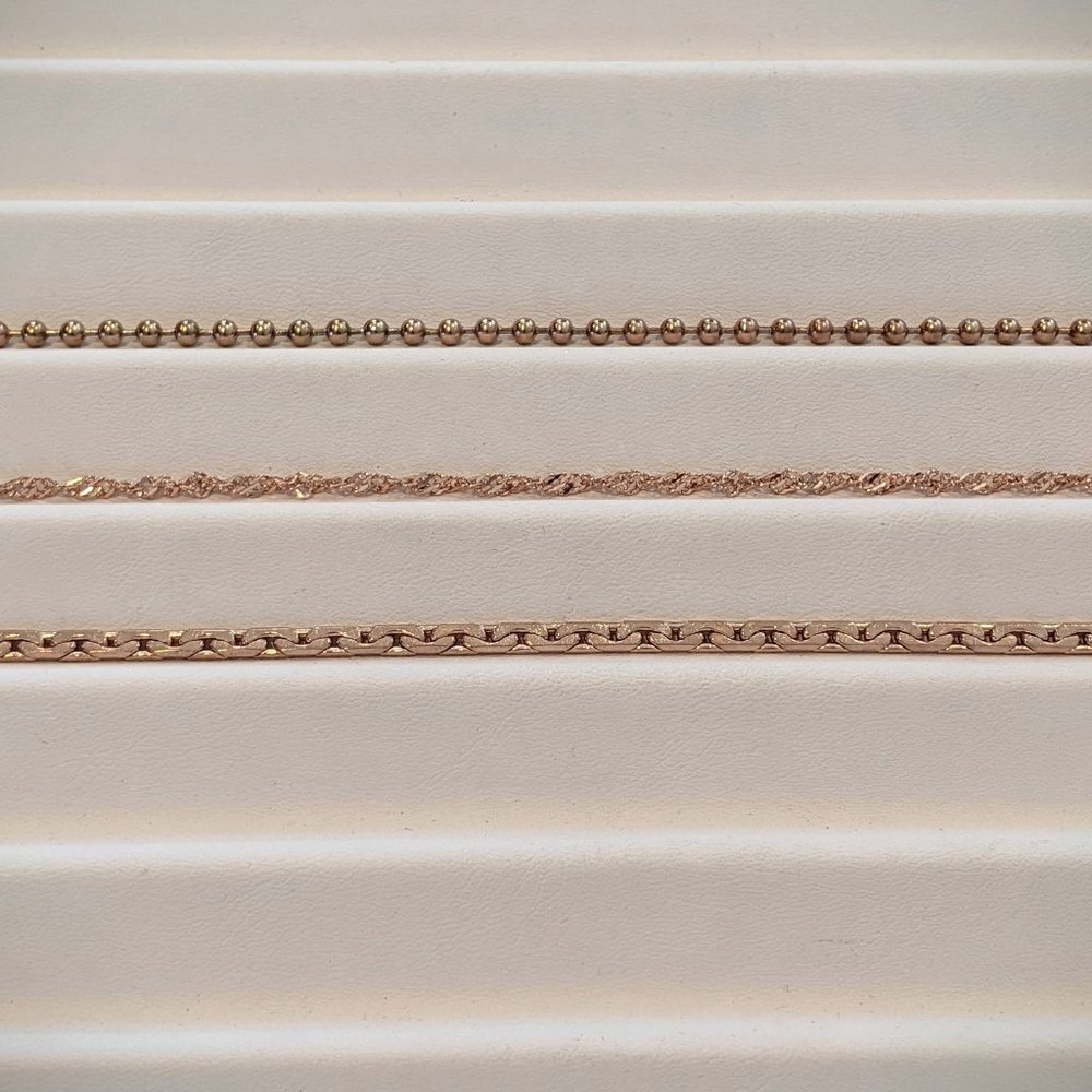 Set of 3 Rose Gold Plated Chain Bracelets